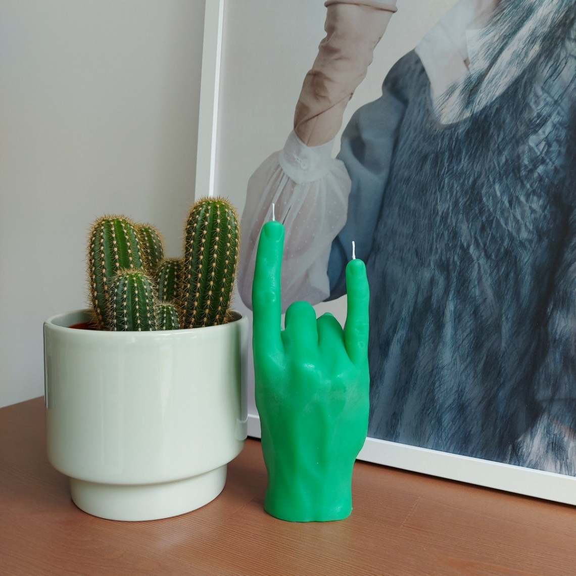 Žvakė - Hand Gesture Candles YOU ROCK Green